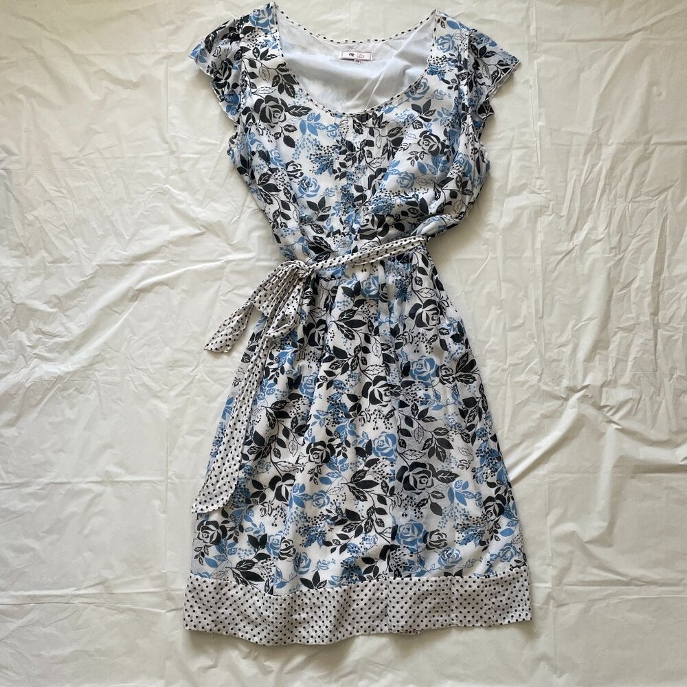 Lily Blue and Black Floral Midi Dress